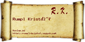 Rumpl Kristóf névjegykártya